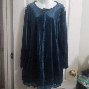 Suzanne Betro Cobalt Blue Velvet Duster Size 2X (NWT) 5 star favorite!